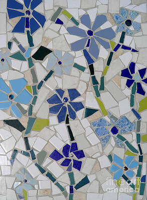 Blue Flowers Mosaic 1 by Lou Ann Bagnall Blue Flowers Mosaic 1 by Lou Ann Bagnall