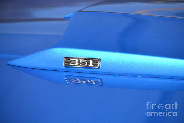 Wall Art - Photograph - Blue Mach 1 Mustang with 351 V-8 by Dean Ferreira