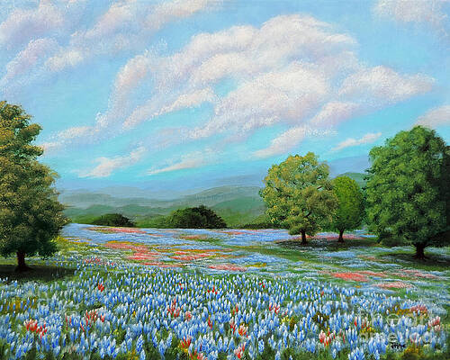  Painting - Bluebonnet Fields in Texas by Jimmie Bartlett