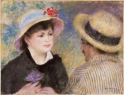 Boating Couple. said to be Aline Charigot and Renoir Print by Pierre-Auguste Renoir
