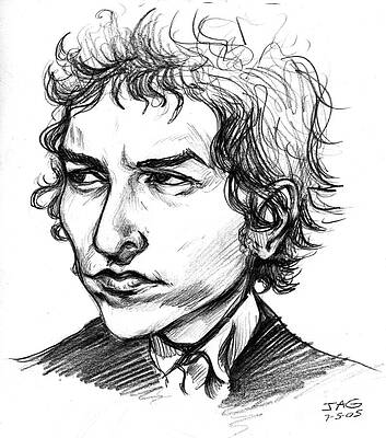 Wall Art - Drawing - Bob Dylan Sketch Portrait by John Ashton Golden