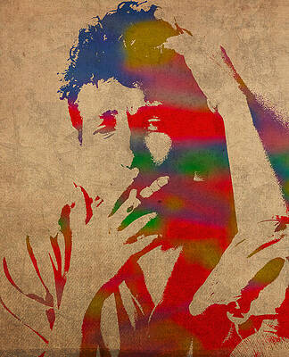 Wall Art - Mixed Media - Bob Dylan Watercolor Portrait on Worn Distressed Canvas by Design Turnpike