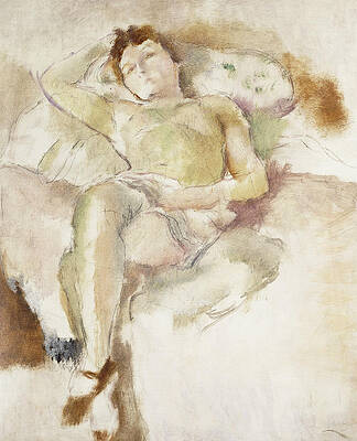 Wall Art - Painting - Bobette Lying Down Bobette Allongee by Jules Pascin
