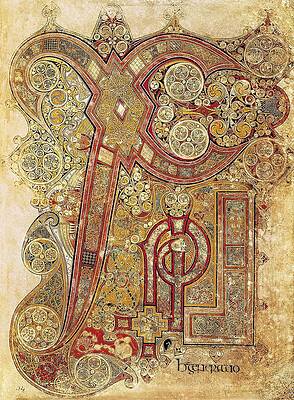 Wall Art - Photograph - Book Of Kells. 8th-9th C. Chapter by Everett