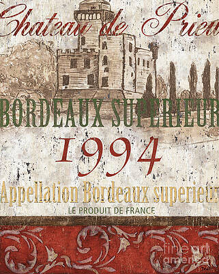 Wall Art - Painting - Bordeaux Blanc Label 2 by Debbie DeWitt