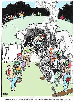 Wall Art - Photograph - Boring The First Tunnel By W. Heath Robinson by Science Photo Library
