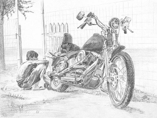 Boy And Motorcycle by Masha Batkova