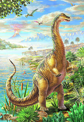 Wall Art - Drawing - Branchiosaur 2 by MGL Meiklejohn Graphics Licensing