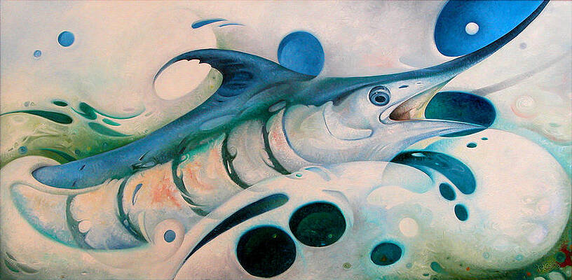 Wall Art - Painting - Breaking the Surface Two O Clock by T S Carson