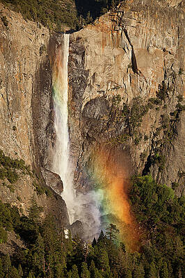 Bridalveil Fall Waterfall With Rainbow By Alice Cahill