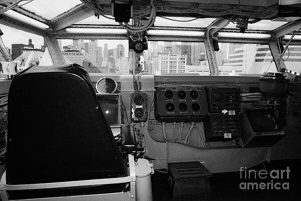 Wall Art - Photograph - Bridge of the USS Intrepid looking out at Manhattan at the Intrepid Sea Air Space Museum by Joe Fox