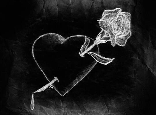 Wall Art - Drawing - Broken Hearted by Elaine Malott