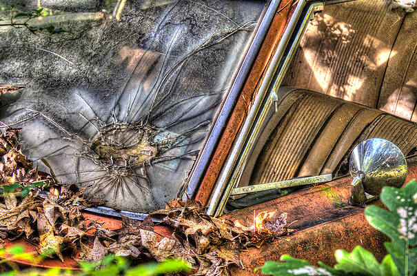 Wall Art - Photograph - Broken Windshield and Rear View Mirror by Douglas Barnett