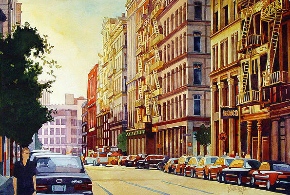 Wall Art - Painting - Brownstone Sunset by Mick Williams