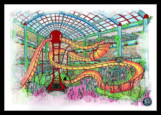 Wall Art - Drawing - Bubble Casino with clouds by Radical Bubble Studios