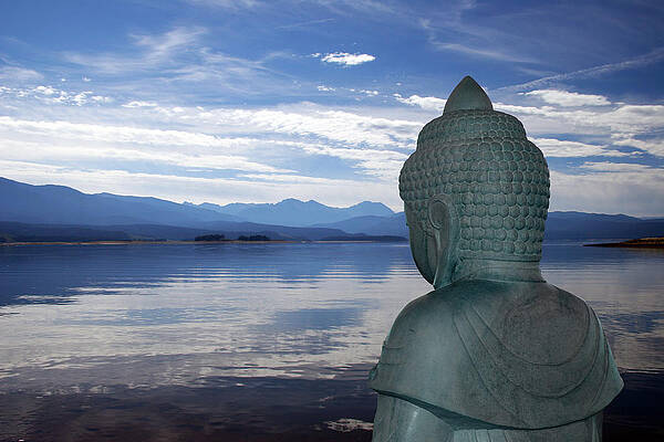 Historical Photograph - Buddha Overlooking Lake by Steven Heap