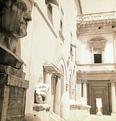 Wall Art - Photograph - Building With Sculptures In Rome by Horst P. Horst
