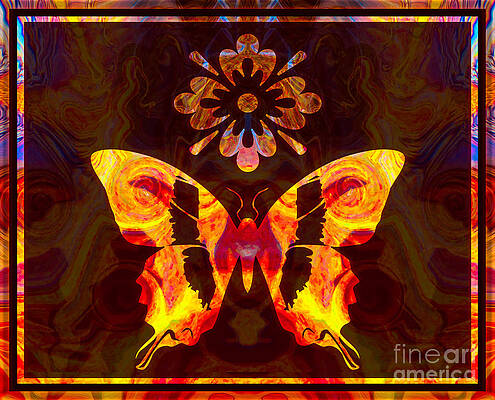 Wall Art - Painting - Butterfly By Design Abstract Symbols Artwork by Omaste Witkowski