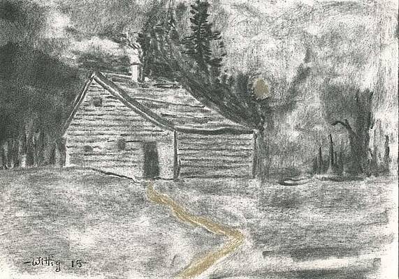 Wall Art - Drawing - Cabin in the Woods by Robert Wittig