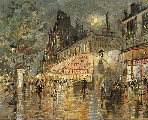 Cafe La Marin. Paris Print by Konstantin Korovin