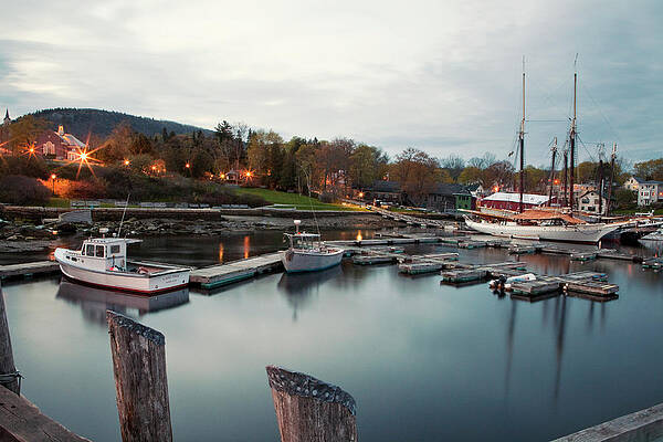 Camden Harbor, Maine At Twighlight Print by Chris Bennett