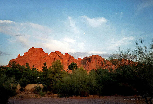 Camelback Mountain and Moon by Connie Fox Camelback Mountain and Moon by Connie Fox