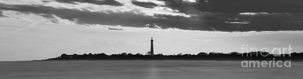 Cape May Lighthouse Sunset Panorama bw by Michael Ver Sprill