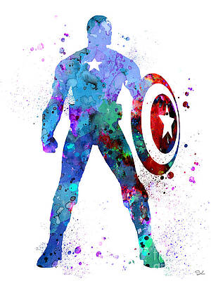 Wall Art - Painting - Captain America 2 by Watercolor Girl