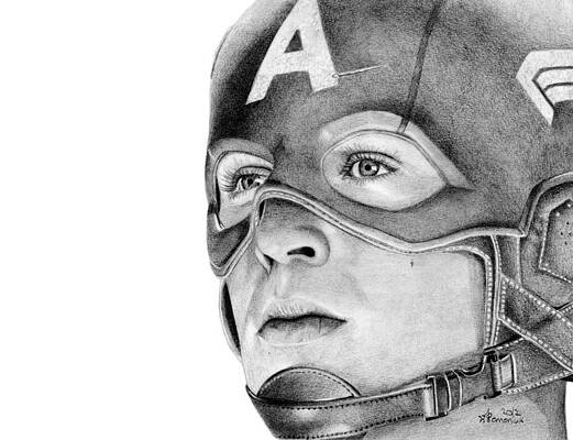 Captain America - Chris Evans Drawing by Muhammad Sarim | Saatchi Art