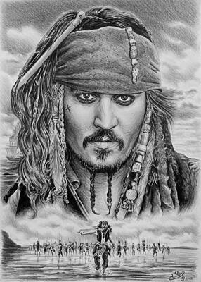 Wall Art - Drawing - Captain Jack Sparrow by Andrew Read