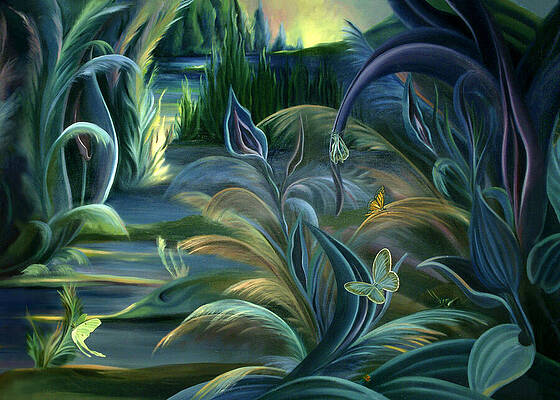 Wall Art - Painting - Card design for Insects of Enchanted Stream by Nancy Griswold