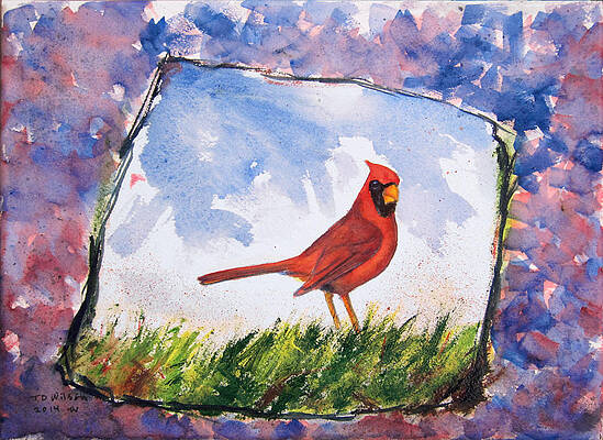 Cardinal in grass - jaggy outline by TD Wilson Cardinal in grass - jaggy outline by TD Wilson