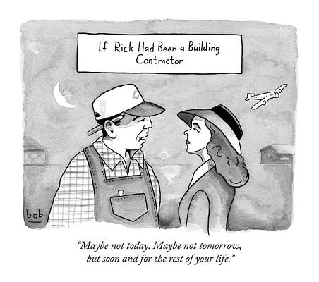 Wall Art - Drawing - Casablanca Parody.  If Rick Was A Building by Bob Eckstein