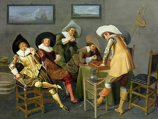 Wall Art - Photograph - Cavaliers In A Tavern Oil On Canvas by Dirck Hals