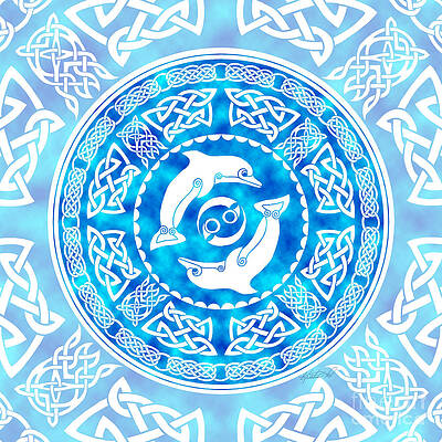Wall Art - Mixed Media - Celtic Dolphins by Kristen Fox
