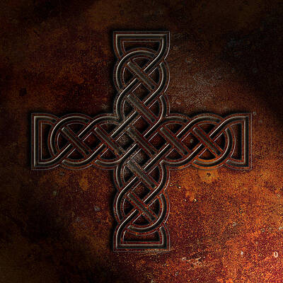 Wall Art - Digital Art - Celtic Knotwork Cross 2 Rust Texture by Brian Carson