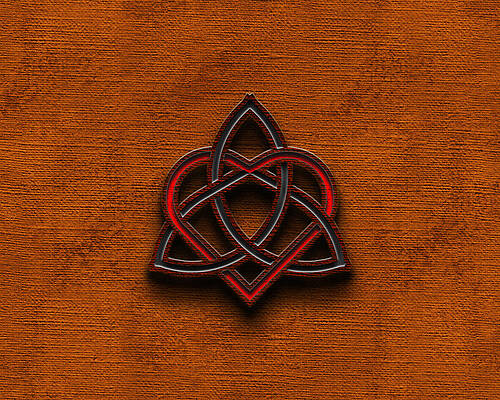 Wall Art - Digital Art - Celtic Knotwork Valentine Heart Canvas Texture 1 Horizontal by Brian Carson
