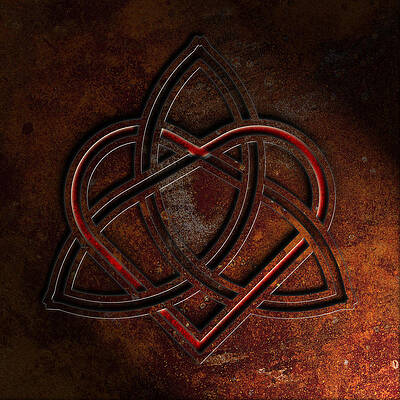 Wall Art - Digital Art - Celtic Knotwork Valentine Heart Rust Texture No 1 by Brian Carson