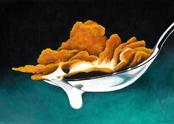 Cereal In Spoon With Milk by Janice Dunbar Cereal In Spoon With Milk by Janice Dunbar
