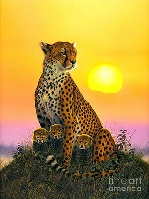 Wall Art - Photograph - Cheetah And Cubs by MGL Licensing