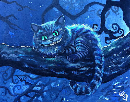 fantasy illustration Watercolor Print \u00abThe Cheshire Cat\u00bb reproduction of original