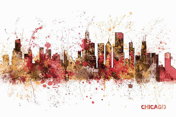 Wall Art - Digital Art - Chicago Illinois Skyline by Michael Tompsett