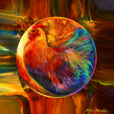 Wall Art - Painting - Chicken in the Round by Robin Moline