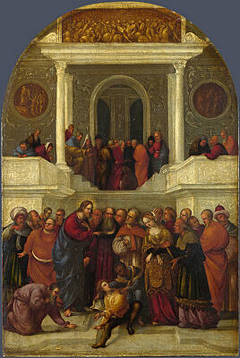 Christ and the Woman taken in Adultery Print by Ludovico Mazzolino