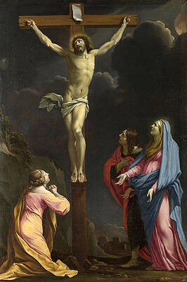 Christ on the Cross with the Virgin and Saints Print by Eustache Le Sueur