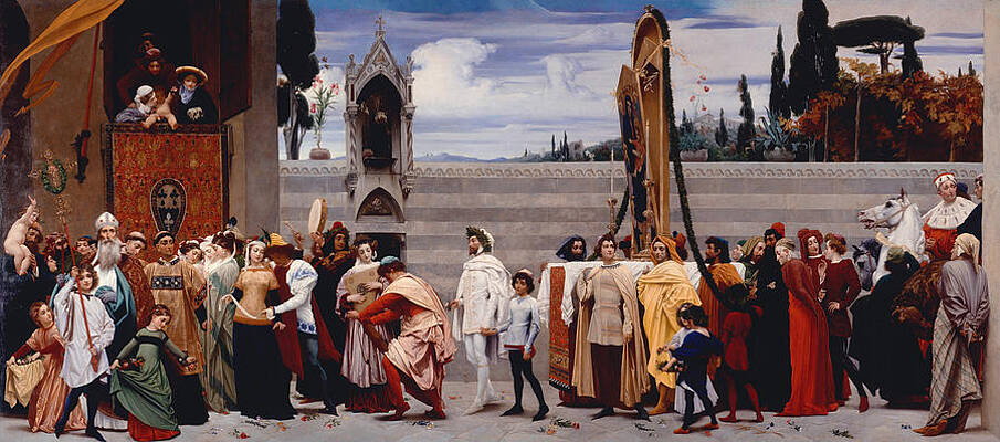 Cimabues Celebrated Madonna is carried in Procession through the Streets of Florence Print by Frederic Leighton
