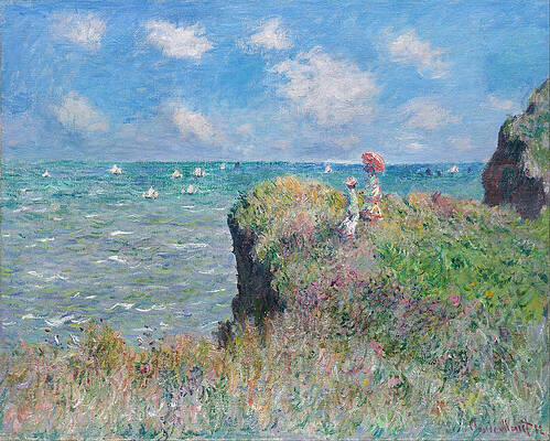 Clifftop Walk at Pourville Print by Claude Monet