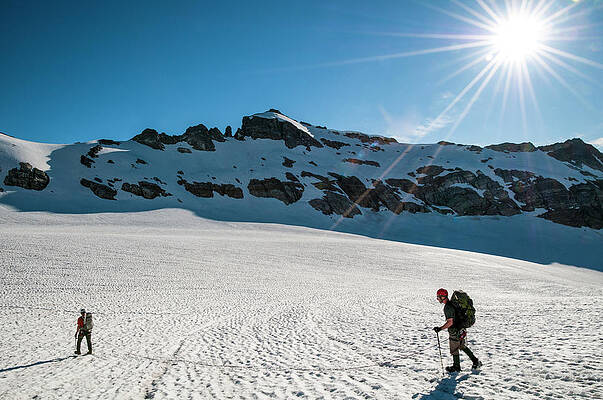 Wall Art - Photograph - Climbers Crossing The South Cascade by Josh Miller
