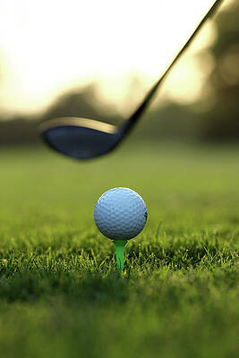 Close Up Of Golf Ball And <i>Golf tee art</i> On Course Print by Visage