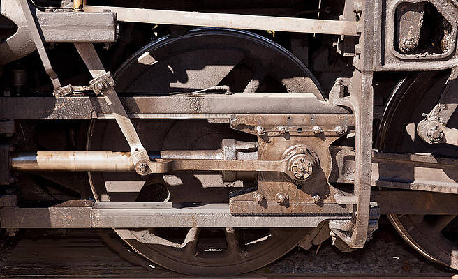 Wall Art - Photograph - Close up of train wheel by Steven Heap
